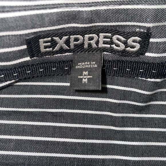 Express Black & White Striped Long Sleeve Button Up Shirt - Picture 2 of 3